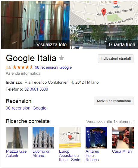 Scheda Google My Business